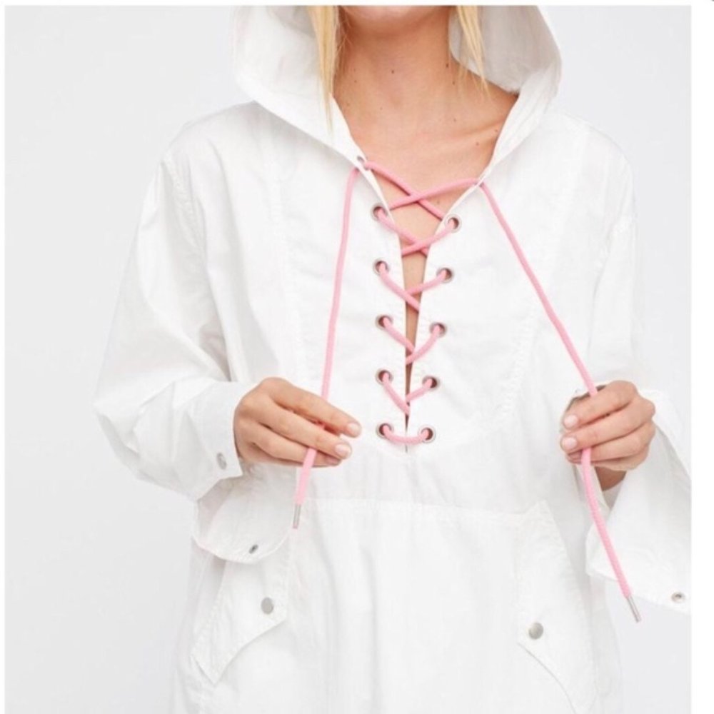 Free People White Poplin Hooded Pullover - Picture 2 of 9